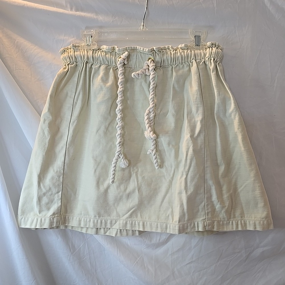 J.Crew 100% Cotton Canvas Ivory Beige Paper Bag Cinch Waist Rope Skirt Sz M Boho